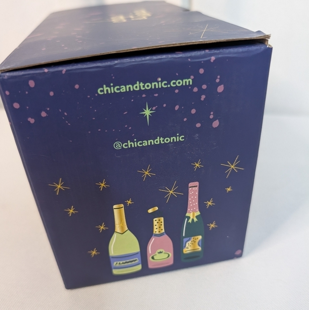 Chic & Tonic Limited Edition Gold Rimmed Cocktail Glasses Let's Toast Set New - Picture 9 of 10